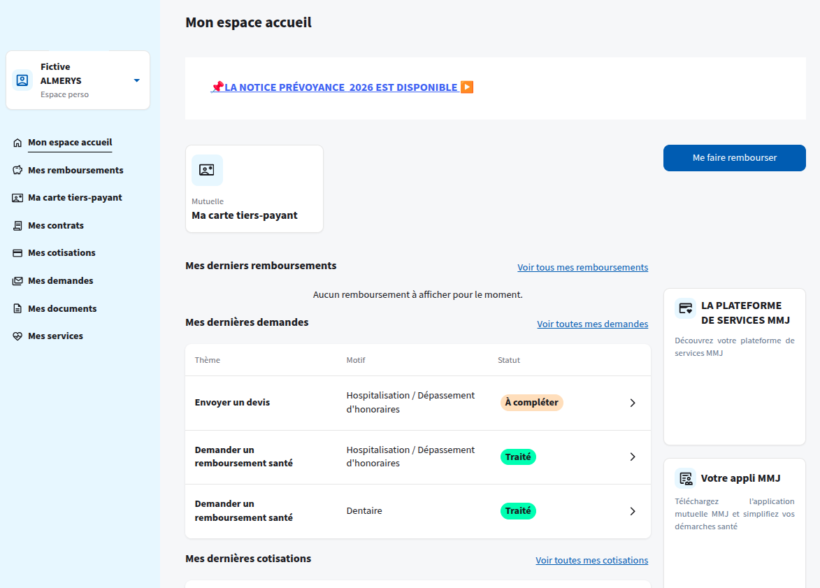 L’espace adhérent connecté à la plateforme