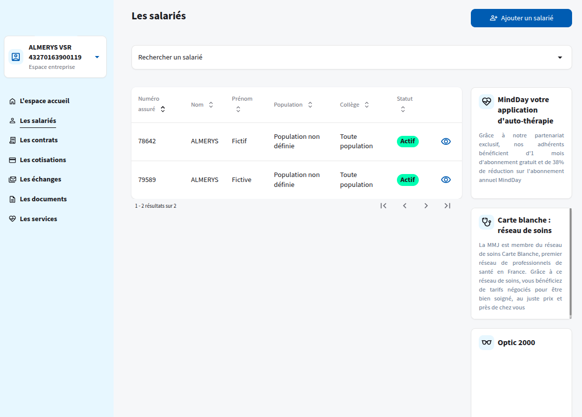 Annuaire des salariés affiliés aux contrats collectifs